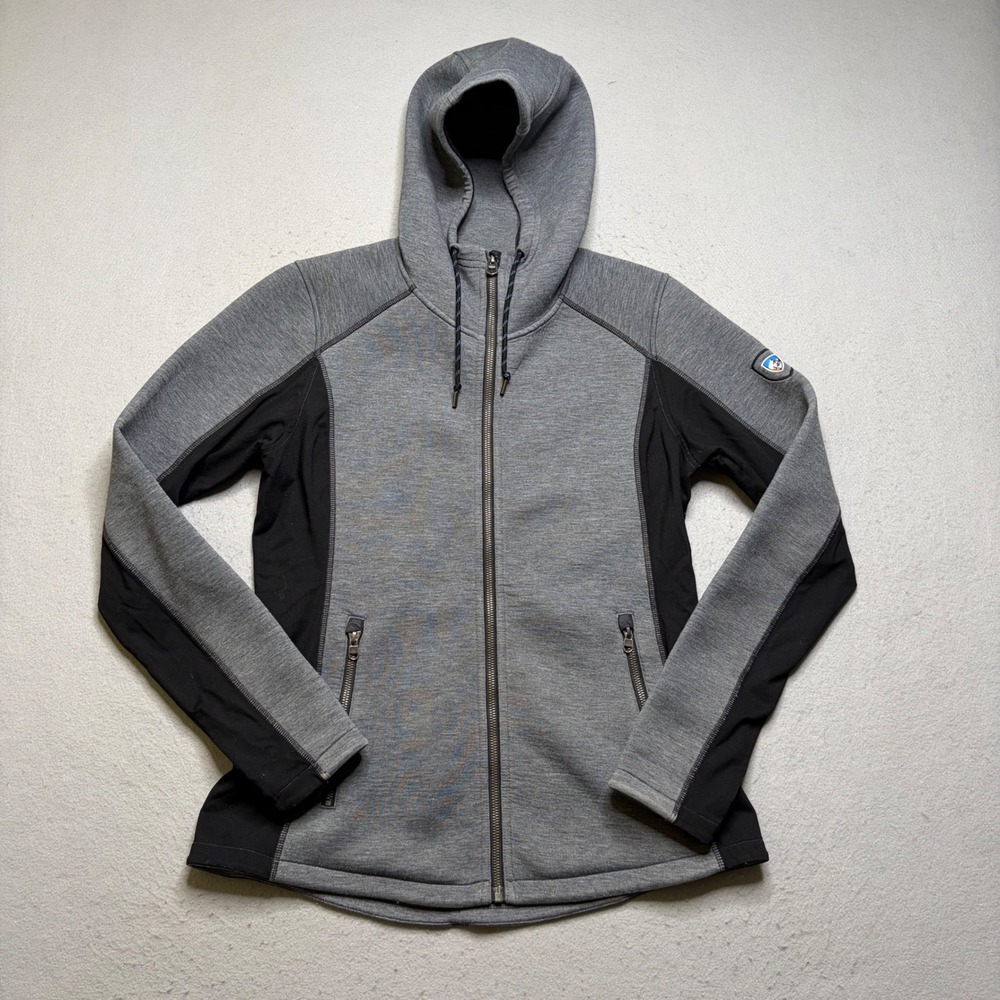 KUHL Projekt Hoodie Womens Medium Grey Black Full Zip‎ Technical Outdoor Jacket